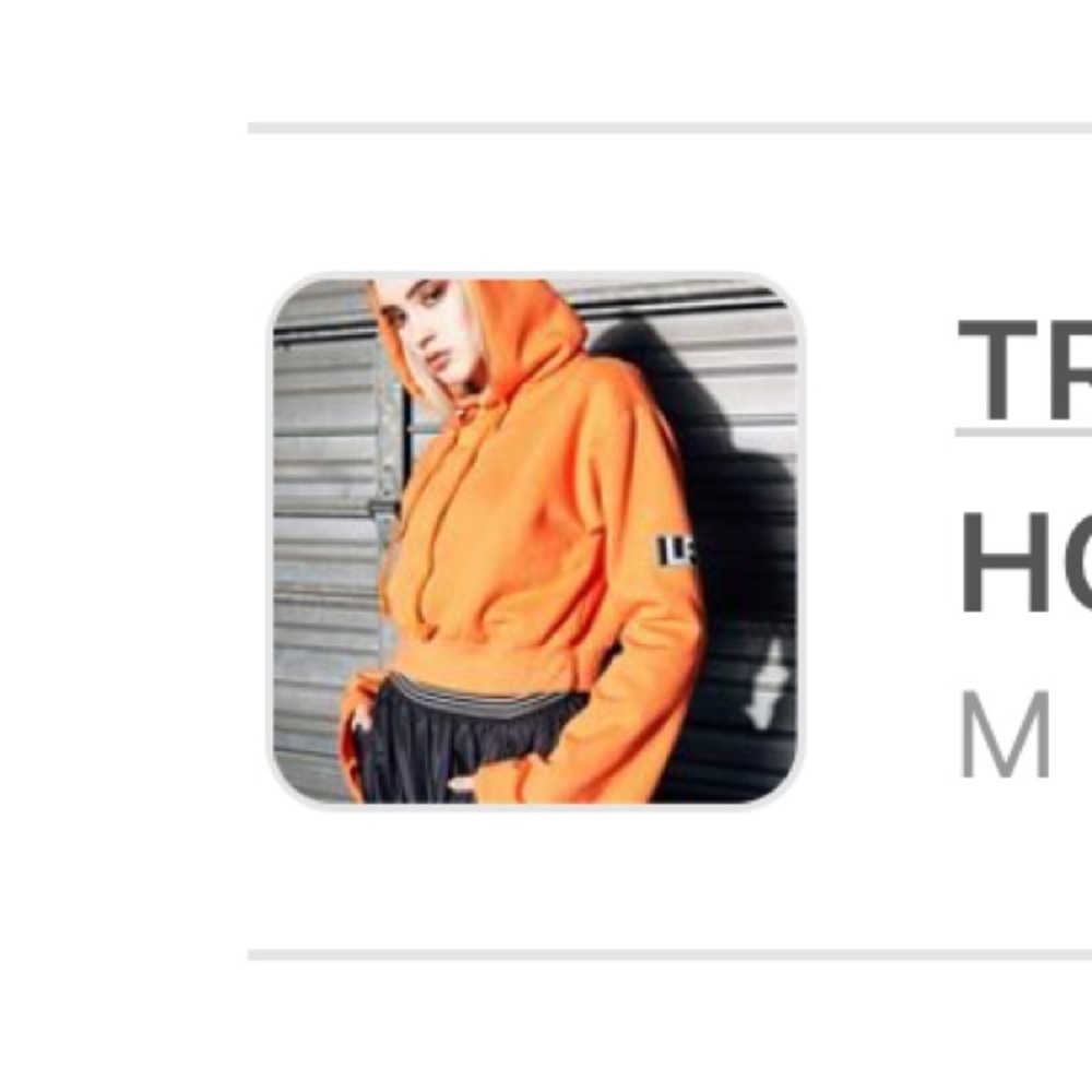LF Brand Trumpet Sleeve Cropped Hoodie-  orange